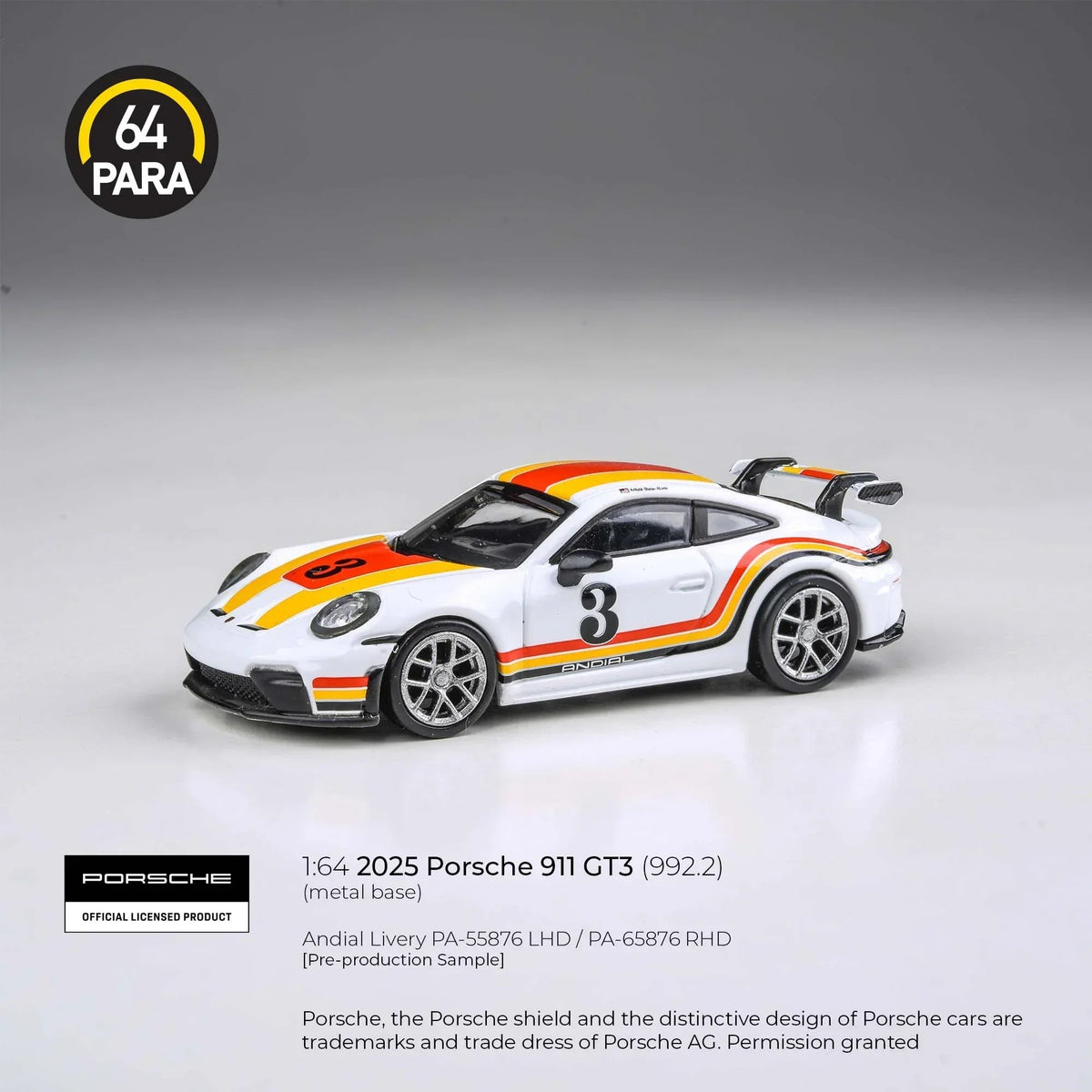 Porsche diecast911 GT3 (992.2) 2025, 1:64 Scale (Multicolor) — image 1