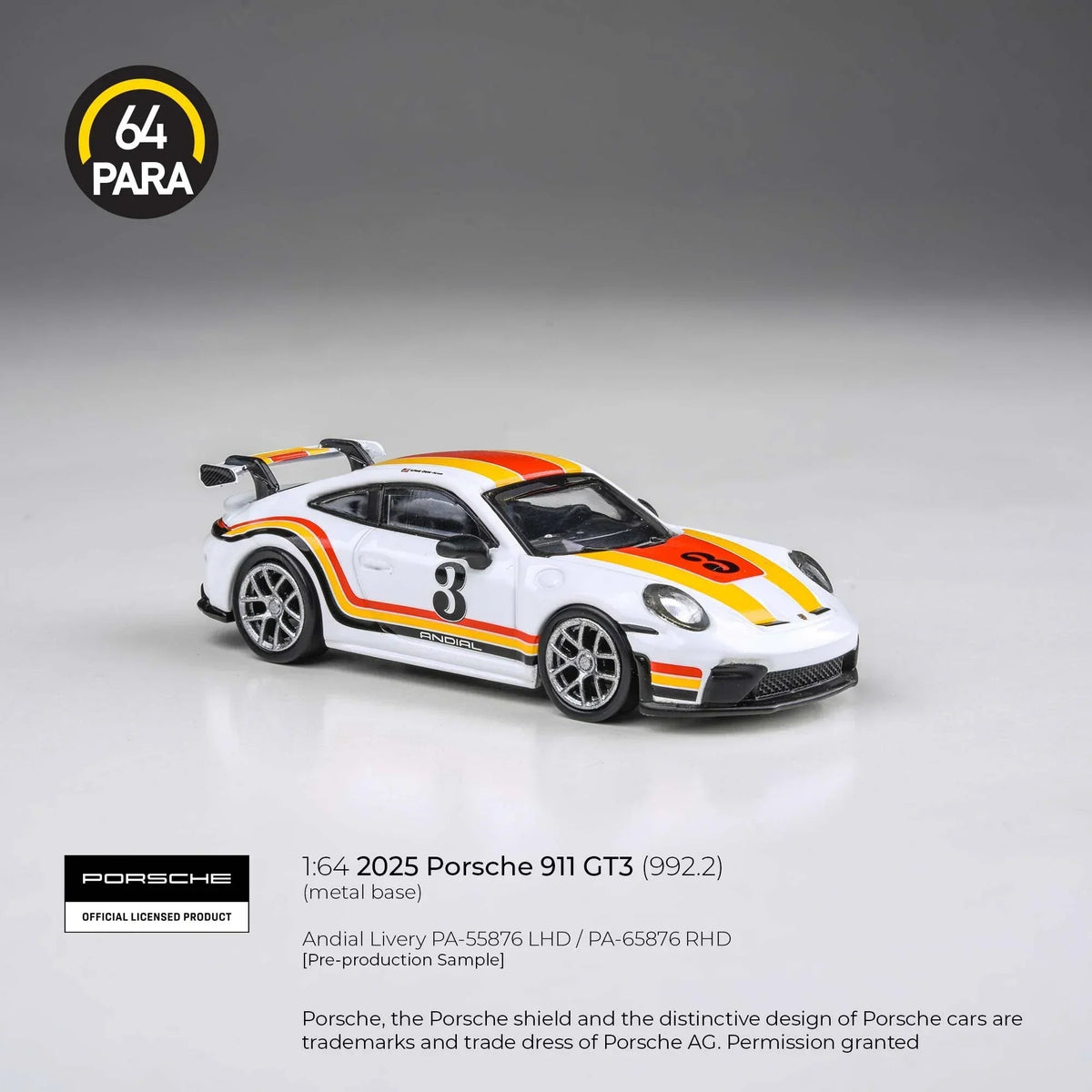 Porsche diecast911 GT3 (992.2) 2025, 1:64 Scale (Multicolor) — image 3