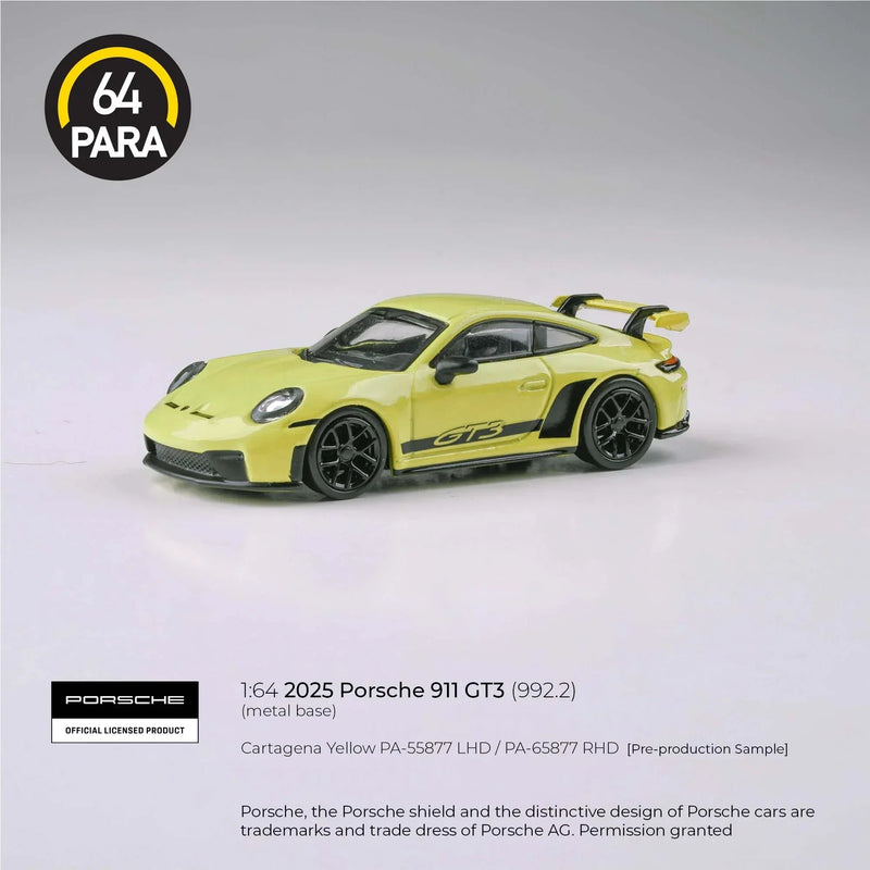 Porsche diecast 911 GT3 992.2 Cartagena 2025, 1:64 Scale (Yellow) — image 1