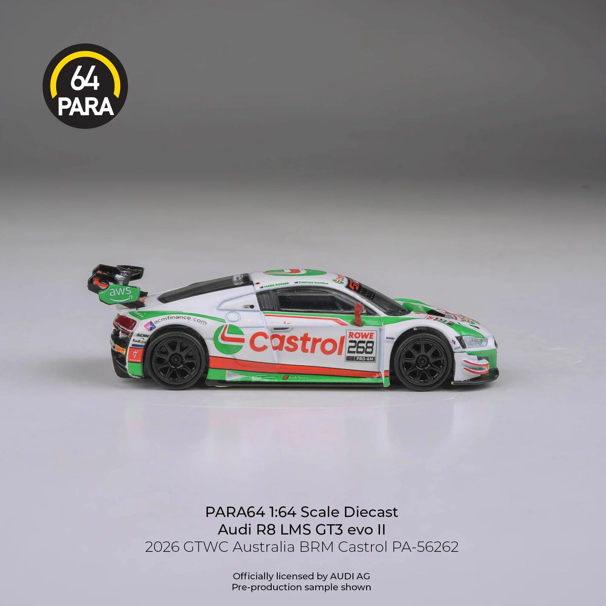 *PRE-ORDER* Audi R8 LMS GT3 EVO II GTWC Australia BRM Castrol 2026, 1:64 Scale — image 3