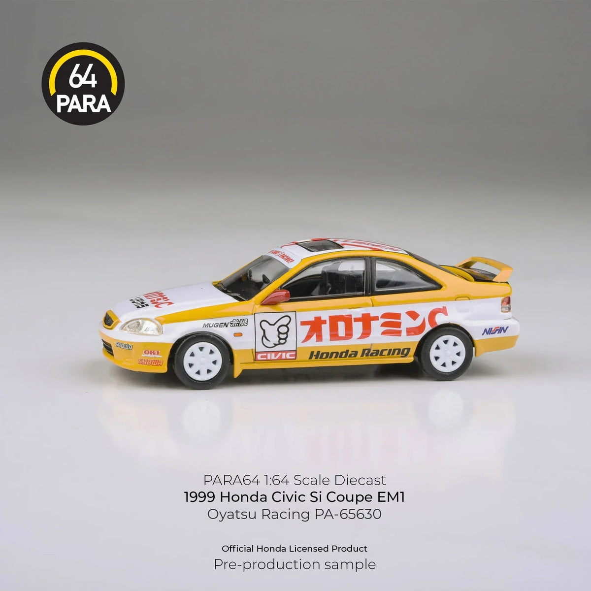 Honda Civic EM1 Oyatsu Racing 1999, 1:64 Scale (Yellow) — image 2