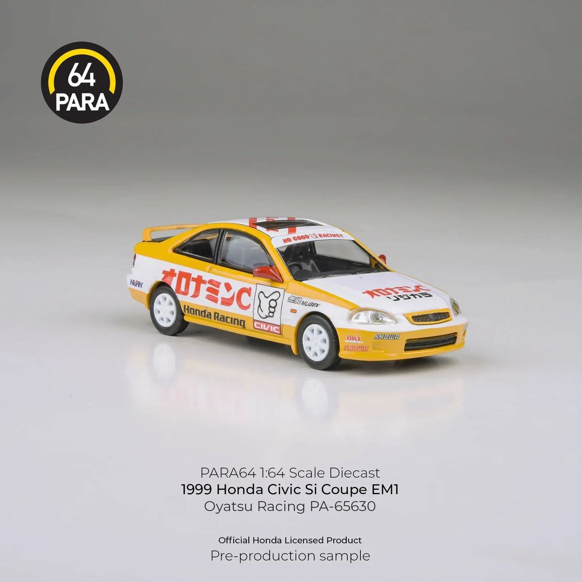 Honda Civic EM1 Oyatsu Racing 1999, 1:64 Scale (Yellow) — image 4