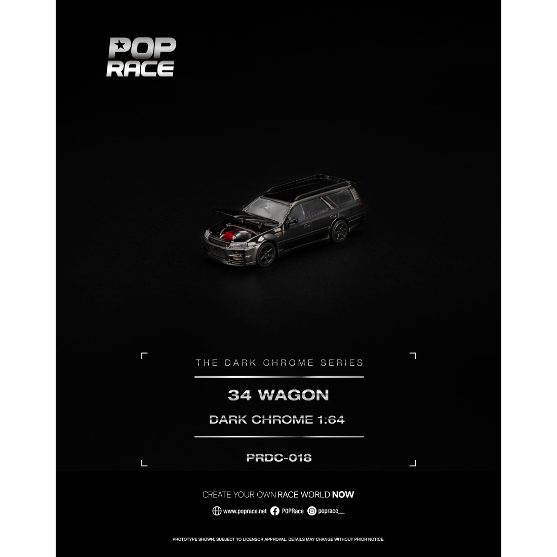*PRE-ORDER* R34 WAGON, 1:64 Scale (Dark Chrome) — image 1