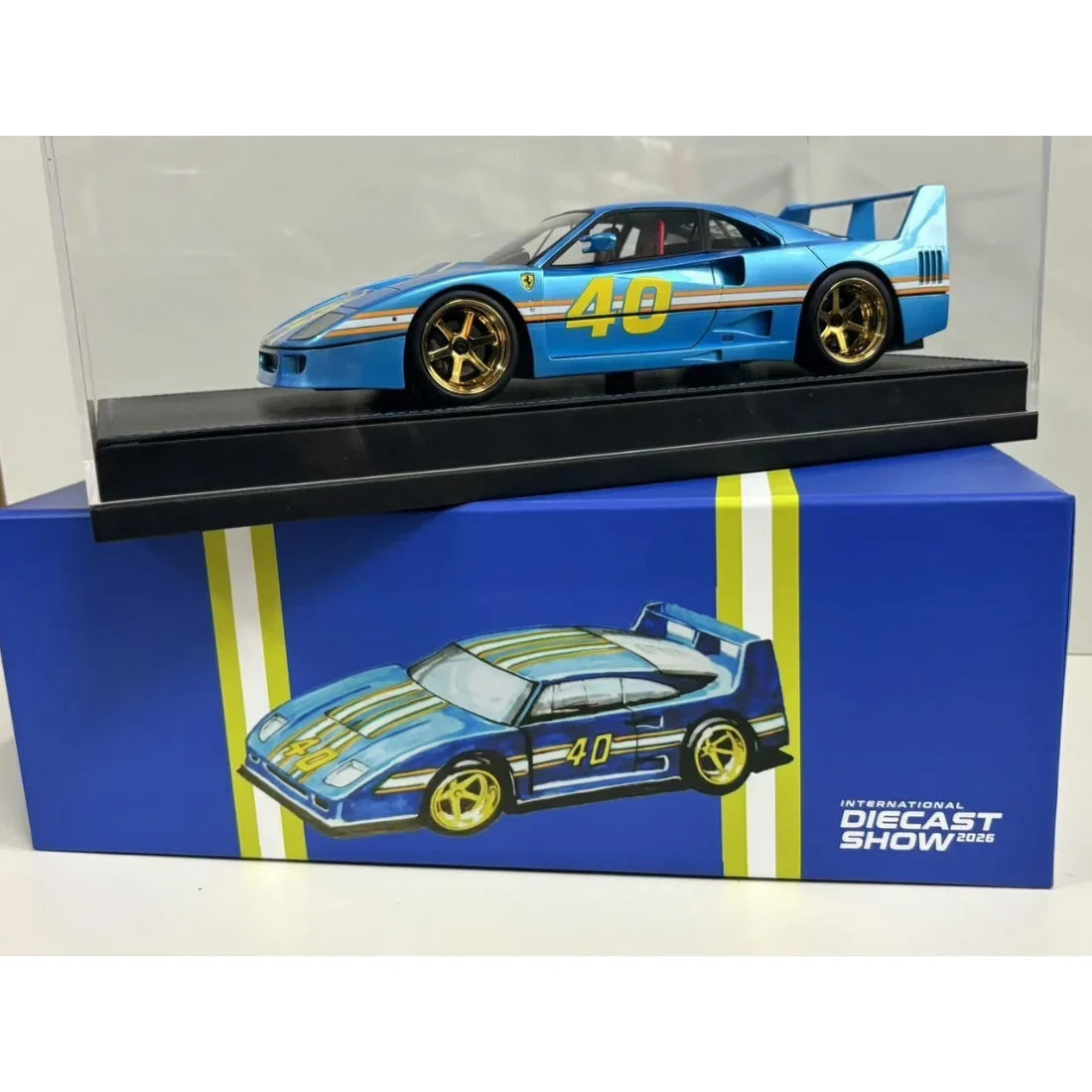 Larry Wood International Diecast Show The legend Asia Tour Ferrari F40 Resin (Limited to 30) 2026, 1:18 Scale (Blue) — image 3