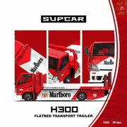 *PRE-ORDER* SUPCAR H300 Flatbed Transport Trailer - Marlboro Painted, 1:64 Scale — image 1