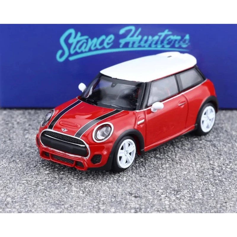 Mini Cooper Red with White Roof Top, 1:64 Scale — image 1