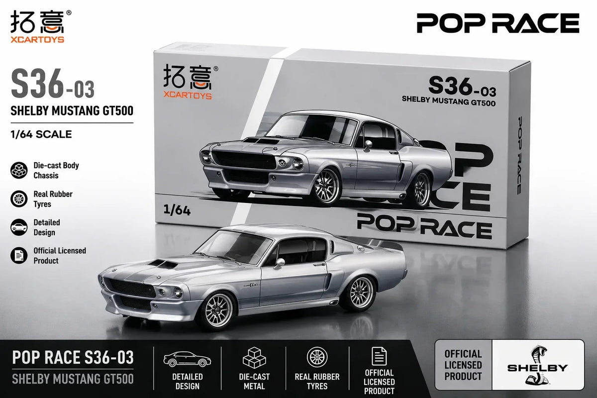 Shelby Mustang GT500, 1:64 Scale (Silver) — image 1
