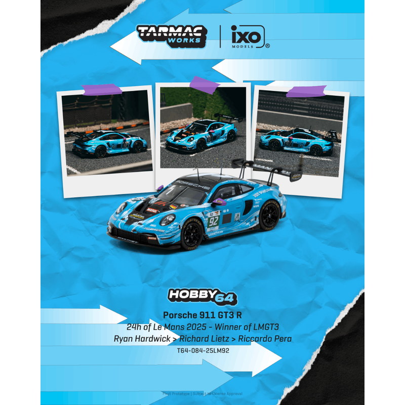 *PRE-ORDER* Porsche diecast 911 GT3 R 24h of Le Mans 2025 - Winner of LMGT3 Ryan Hardwick / Richard Lietz / Riccardo Pera, 1:64 Scale — image 1