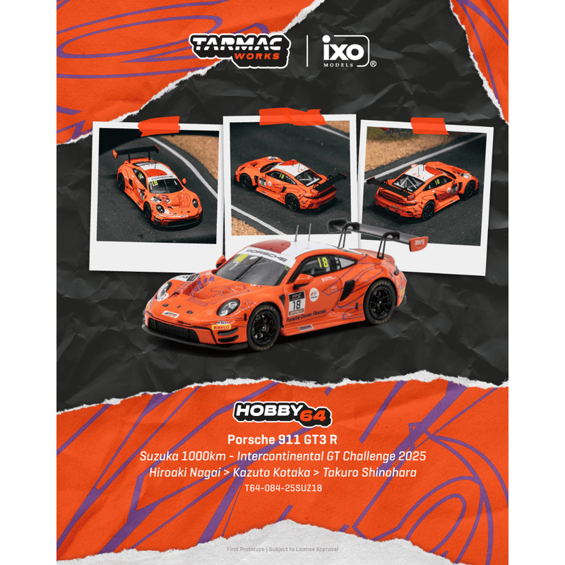 *PRE-ORDER* Porsche diecast 911 GT3 R Suzuka 1000km - Intercontinental GT Challenge 2025 Hiroaki Nagai / Kazuto Kotaka / Takuro Shinohara, 1:64 Scale — image 1