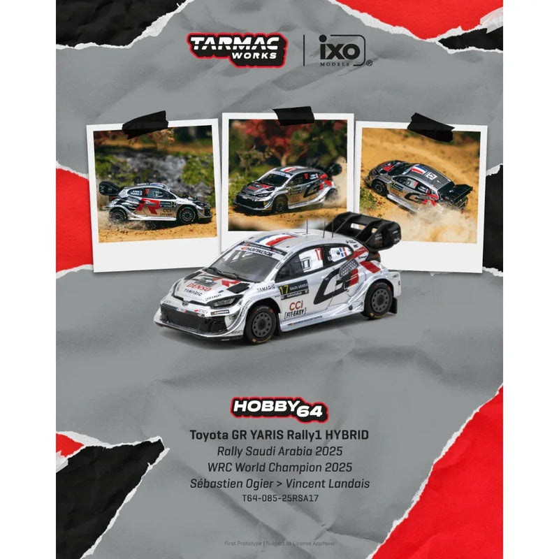 *PRE-ORDER* Toyota GR YARIS Rally1 HYBRID Rally Saudi Arabia WRC World Champion Sébastien Ogier / Vincent Landais 2025, 1:64 Scale — image 1