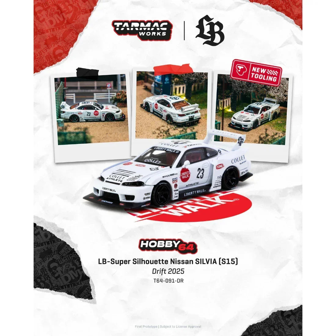 *PRE-ORDER* LB-Super Silhouette Nissan SILVIA (S15) Drift 2025, 1:64 Scale — image 1