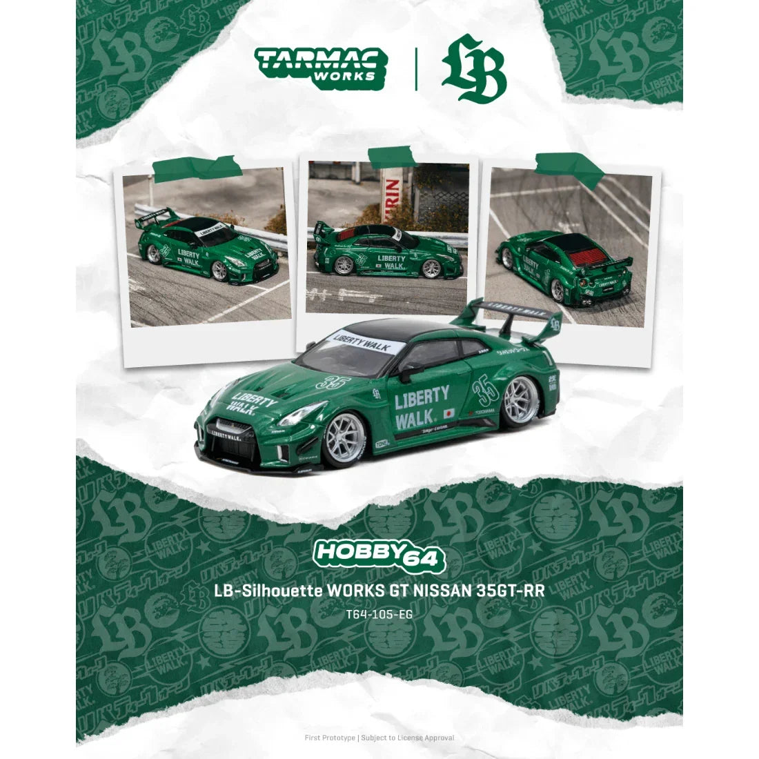 *PRE-ORDER* LB-Silhouette WORKS GT NISSAN 35GT-RR, 1:64 Scale (Emerald Green) — image 1