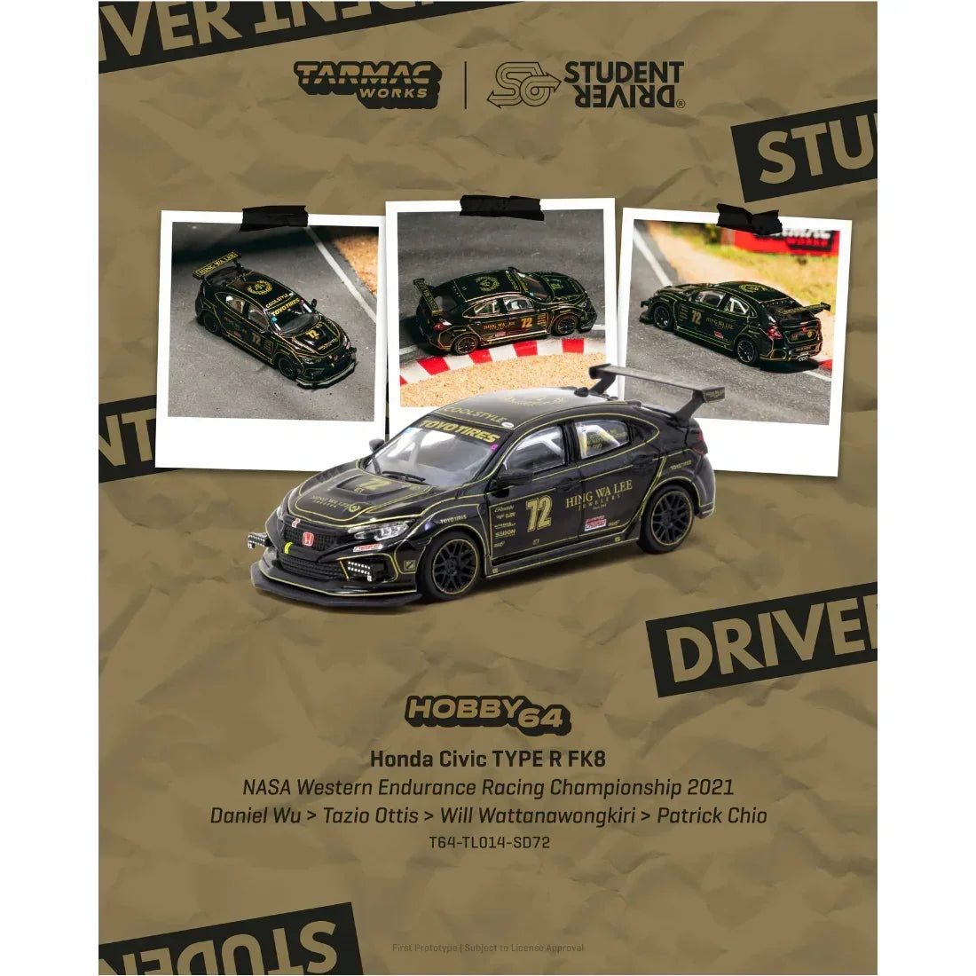 *PRE-ORDER* Honda Civic TYPE R FK8 NASA Western Endurance Racing Championship 2021, 1:64 Scale — image 1