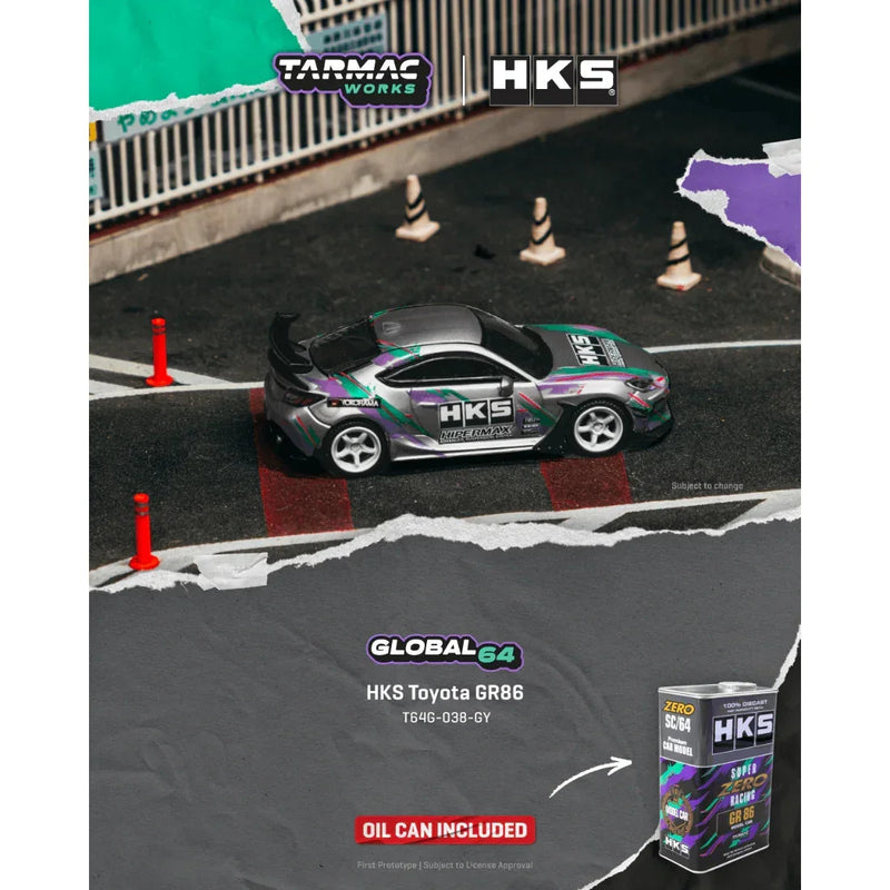*PRE-ORDER* HKS Toyota GR86 With Metal Oil Can, 1:64 Scale (Grey) — image 1