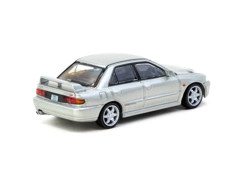 Mitsubishi Lancer GSR Evolution with Tarmac Cards - Global64, 1:64 Scale (Silver) — image 2