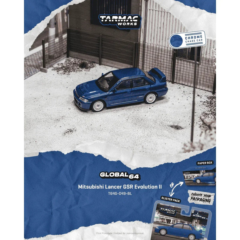 *PRE-ORDER* Mitsubishi Lancer GSR Evolution II Chance of Chase Car, 1:64 Scale (Blue) — image 1