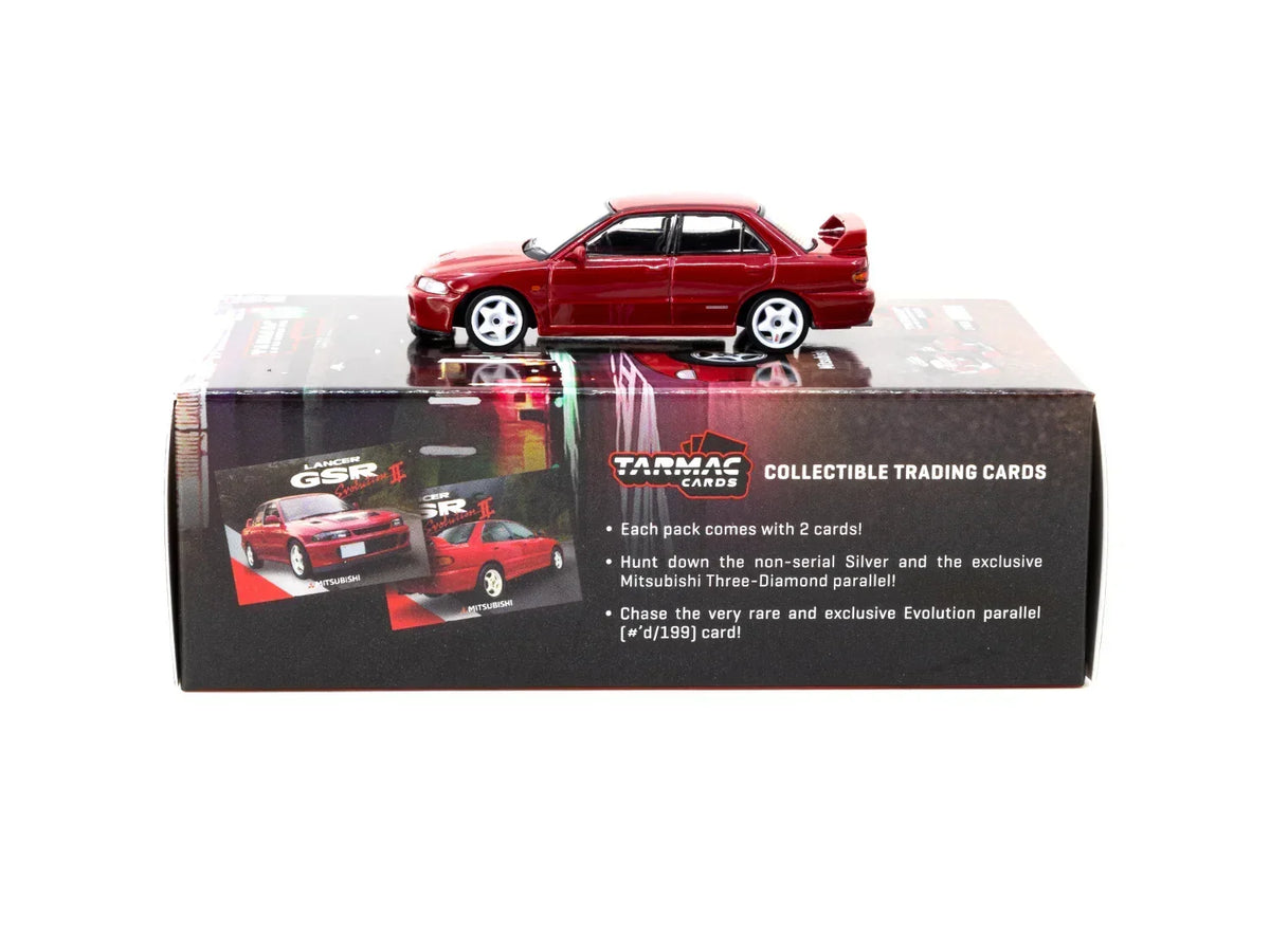 Mitsubishi Lancer GSR Evolution II with Tarmac Cards - Global64, 1:64 Scale (Red) — image 2