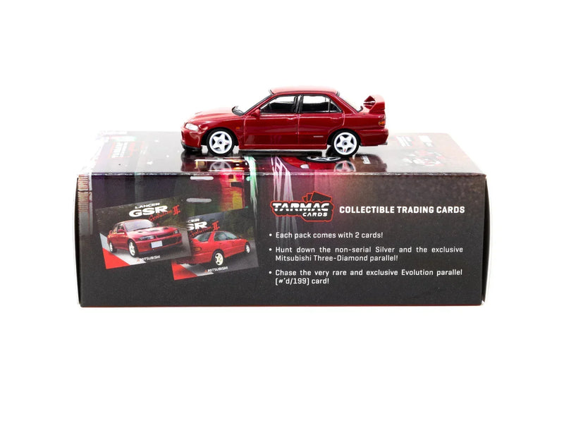 Mitsubishi Lancer GSR Evolution II with Tarmac Cards - Global64, 1:64 Scale (Red) — image 2