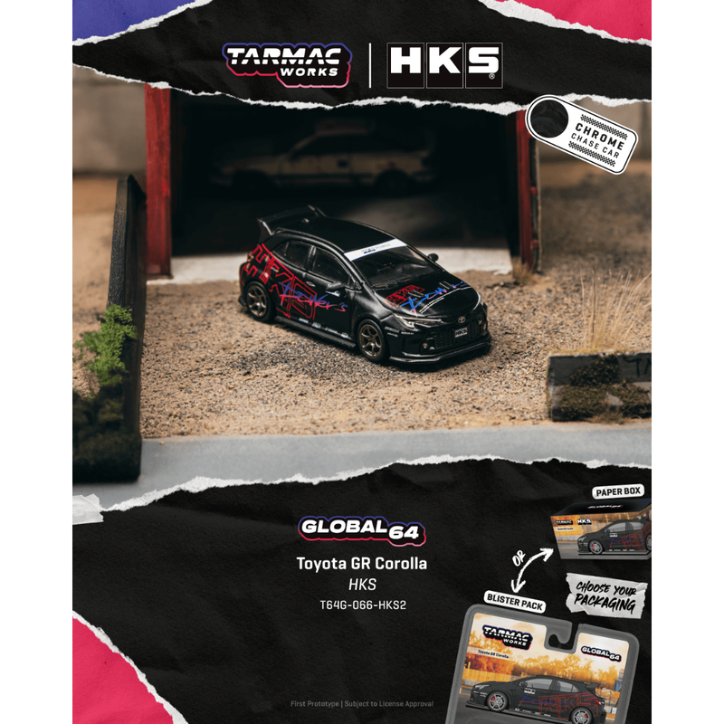 *Pre-Orders* Toyota GR Corolla HKS (Chance of Chase Car - Chrome Black Body), 1:64 Scale — image 1