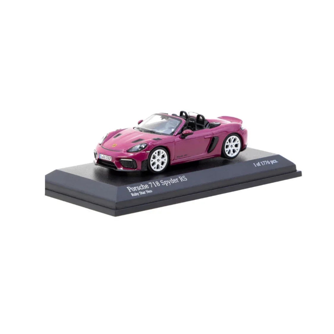 Porsche diecast 718 Spyder RS Ruby Star Neo - Collab64, 1:64 Scale (Pink) — image 1