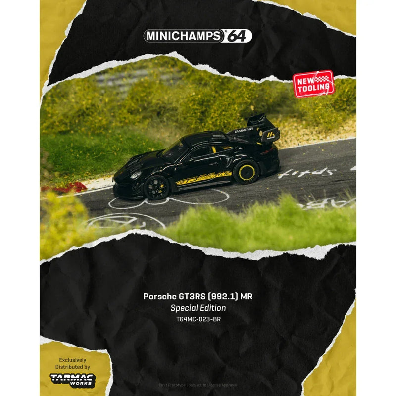 *PRE-ORDER* Porsche diecast GT3RS (992.1) MR Exclusive Color, 1:64 Scale, (Black Yellow) — image 1