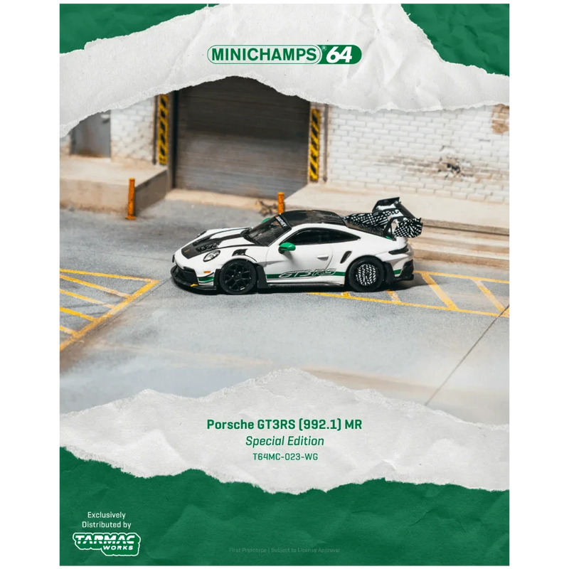 *PRE-ORDER* Porsche diecast GT3RS(992.1) MR, 1:64 Scale (White Green) — image 1