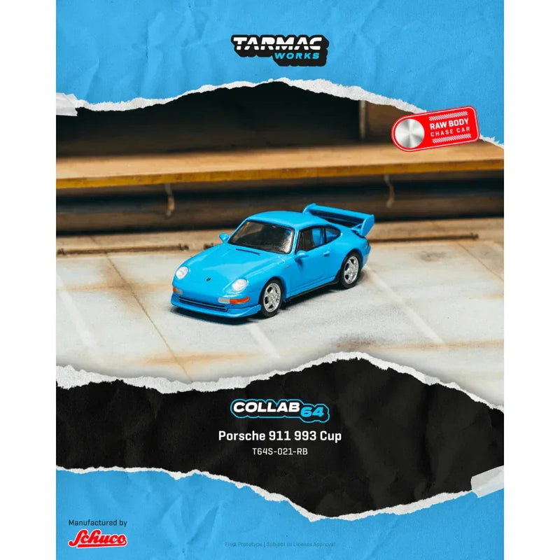 *PRE-ORDER* Porsche diecast 911 993 Cup (Riviera Blue) Chance of Chase Car,1:64 Scale — image 1
