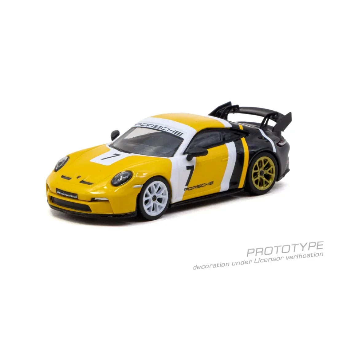 *PRE-ORDER* Porsche diecast 911 GT3 (992), 1:64 Scale (Yellow/Black) — image 1