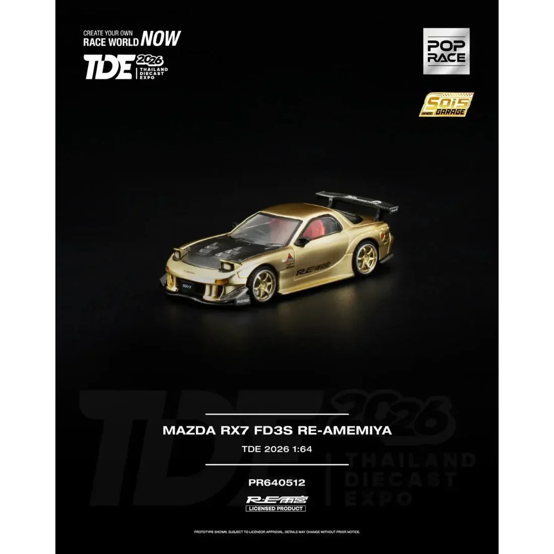 *TDE 2026* Mazda RX-7 FD3S RE-Amemiya with Carbon Fiber Hood (Open Hood with Engine Details), 1:64 Scale — image 2
