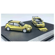 *TDE 2026* Honda Civic Type R (EK9) & Integra Type R (Mugen) Twin Set (Limited to 299 Sets), 1:64 Scale (Gold Chrome) — image 3