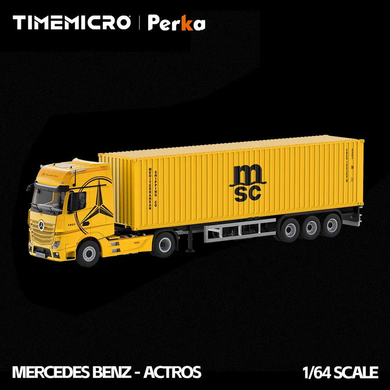 Mercedes-Benz Actros Container Truck, 1:64 Scale (Bright Yellow) — image 1
