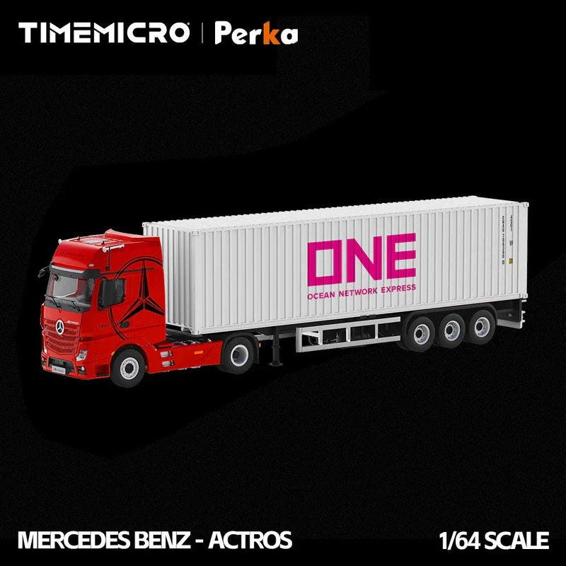 Mercedes-Benz Actros Container Truck, 1:64 Scale (Red Flame White) — image 1