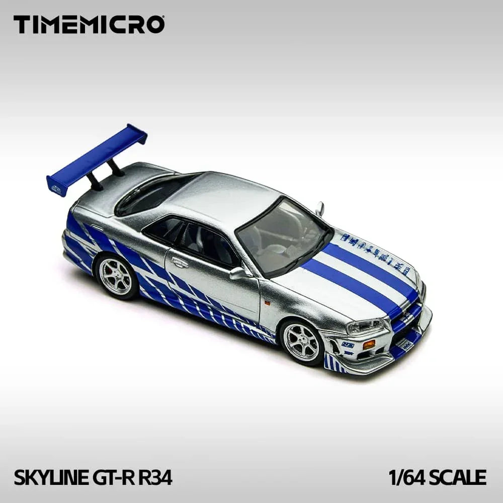 Nissan Skyline GT-R R34 FNF, 1:64 Scale (Silver/ Blue) — image 2