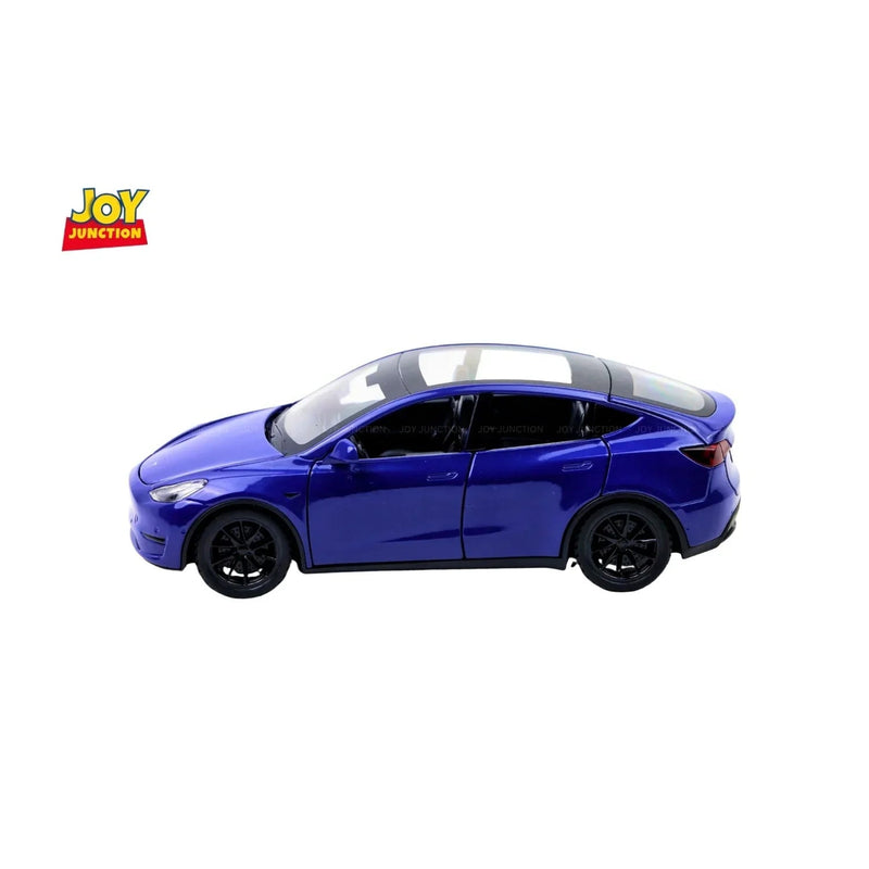 Tesla Model Y Pullback Toy Car - Light, Sound with Openable Doors, 1:32 Scale (Blue) — image 2