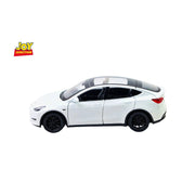 Tesla Model Y Pullback Toy Car - Light, Sound with Openable Doors, 1:32 Scale (White) — image 1