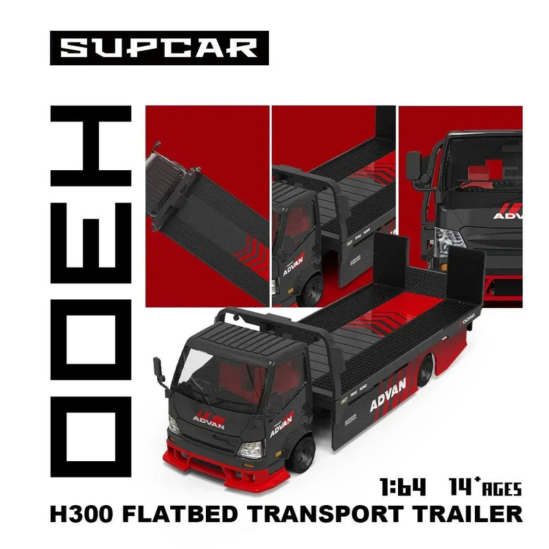 Advan H300 Flatbed Transport Trailer, 1:64 Scale (Red) — image 1