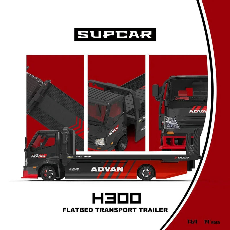 Advan H300 Flatbed Transport Trailer, 1:64 Scale (Red) — image 2