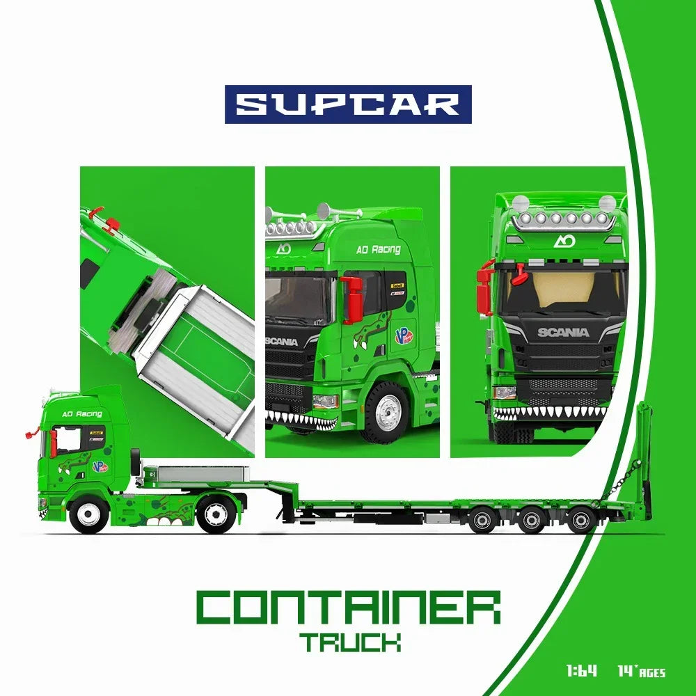 *PRE-ORDER* Scania Flatbed Transport Vehicle - Green Tyrannosaurus, 1:64 Scale — image 1