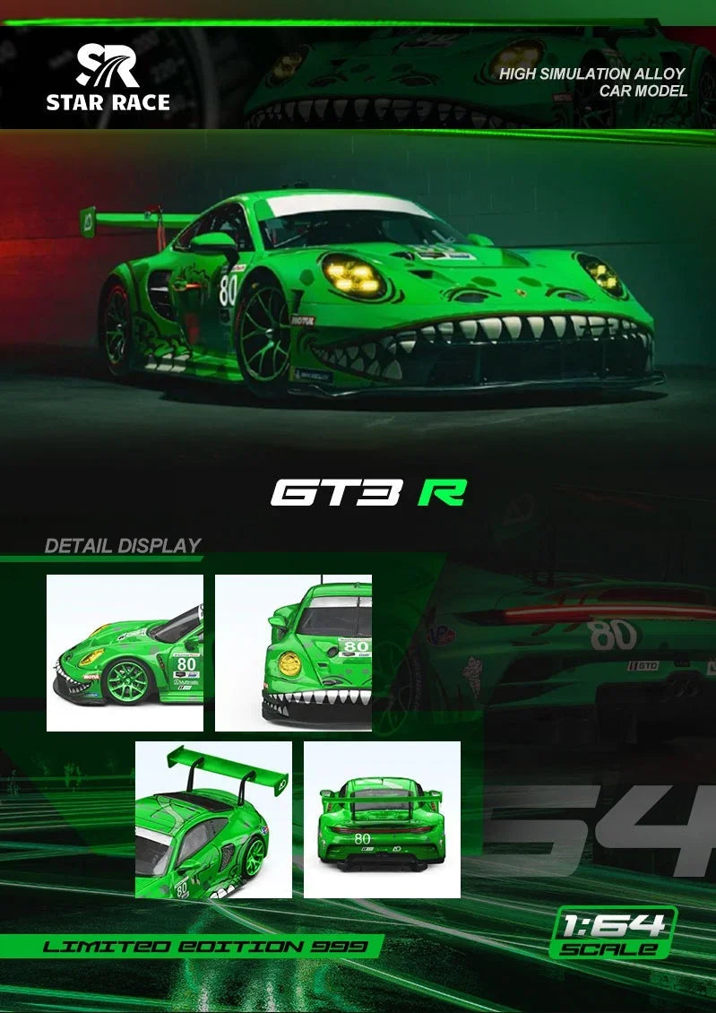 Porsche diecast Rexy 911 GT3 R Black Dragon #80 & #77 AO Racing Green (Bundle Pack) — image 2