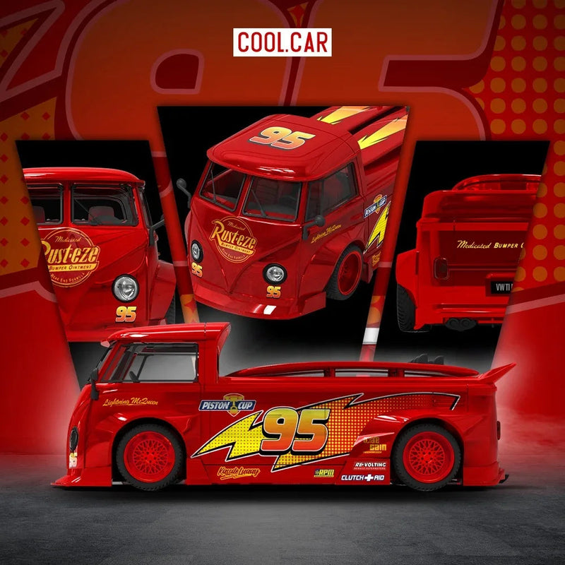 *PRE-ORDER* Volkswagen T1 pickup truck - Lightning McQueen, 1:64 Scale — image 1