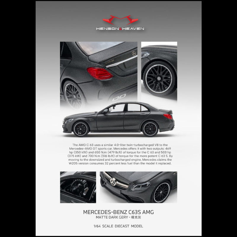 *PRE-ORDER* Mercedes Benz C63 Coupe AMG W205, 1:64 Scale (Matte Dark Grey) — image 1