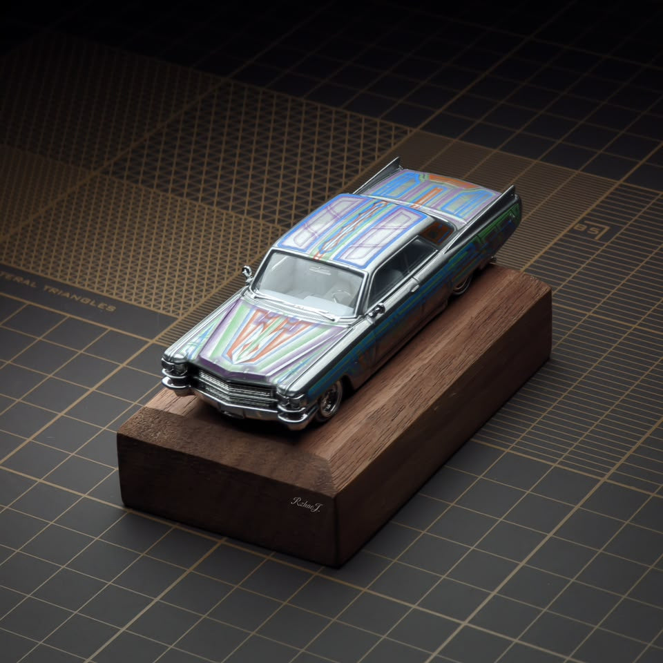 *PRE-ORDER* Cadillac DeVille Coupe Jump Car Silver ribbon with flowers 1964, 1:64 Scale — image 1