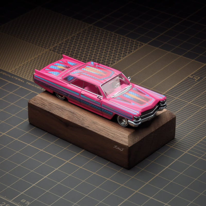 *PRE-ORDER* Cadillac DeVille Coupe Jump Car Metallic pink ribbon with flowers 1964, 1:64 Scale — image 1