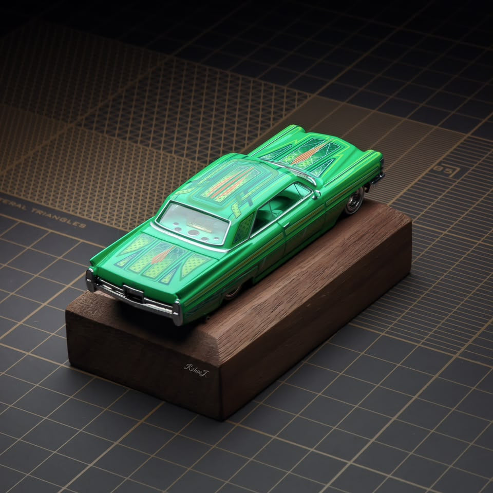 *PRE-ORDER* Cadillac DeVille Coupe Jump Car Metal green with floral pattern 1964, 1:64 Scale — image 1