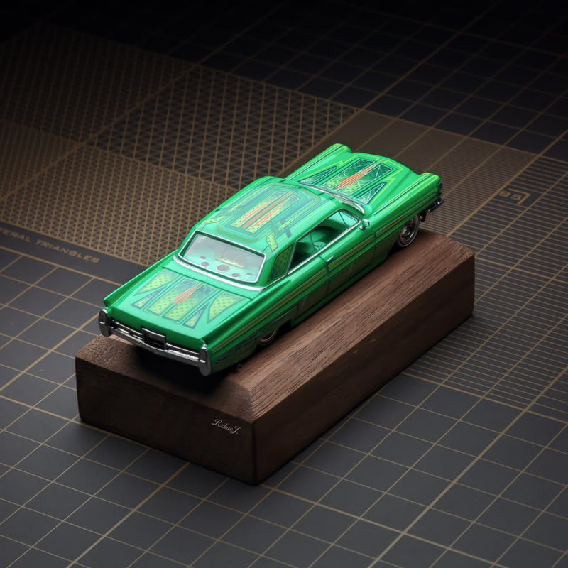 *PRE-ORDER* Cadillac DeVille Coupe Jump Car Metal green with floral pattern 1964, 1:64 Scale — image 1