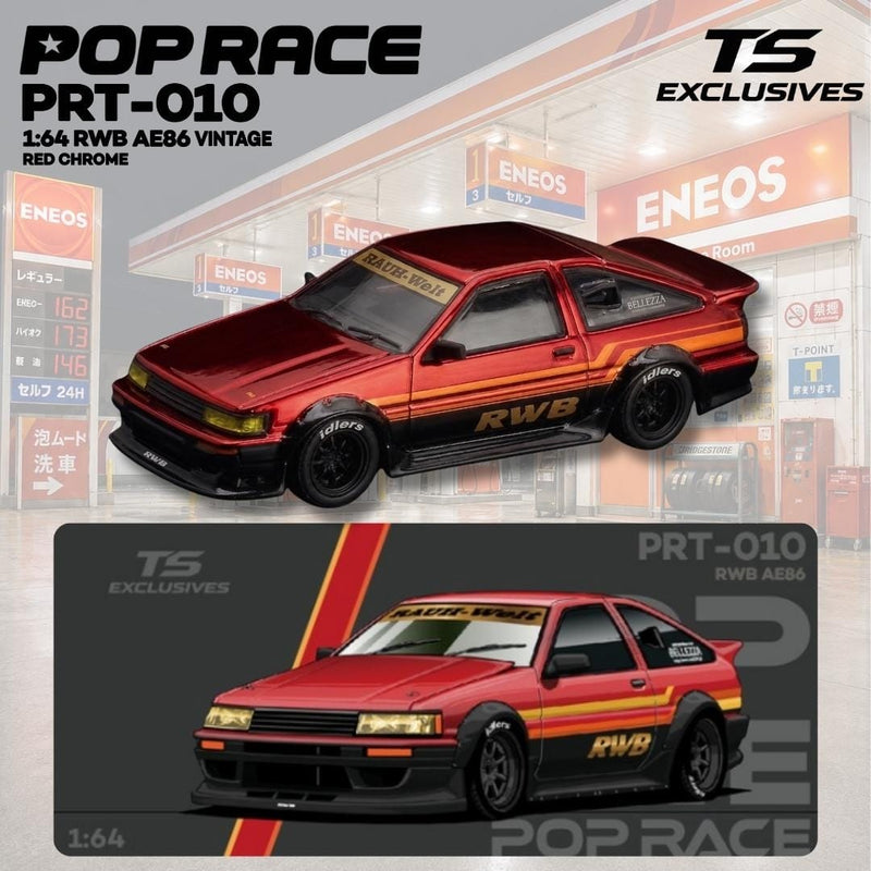 *PRE-ORDER* RWB AE86 - Chrome Vintage Red (Chance of Chase Car), 1:64 Scale — image 1