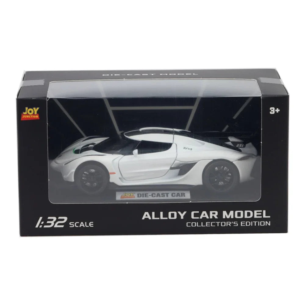 Koenigsegg Jesko Pullback Toy Car - Light, Sound with Openable Doors, 1:32 Scale (White) — image 6