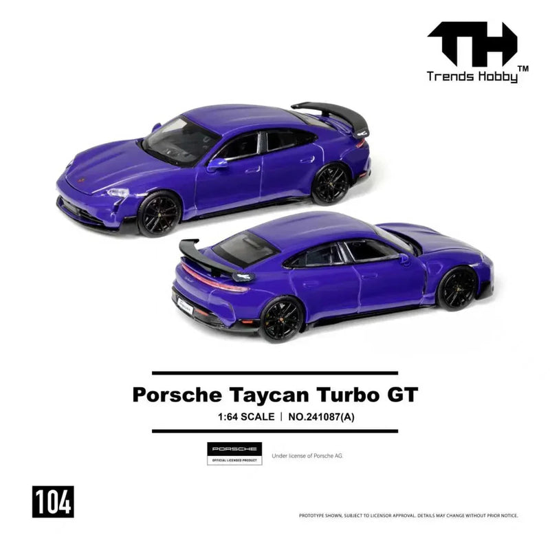 Porsche diecast Taycan Turbo GT, 1:64 Scale (Purple) — image 1