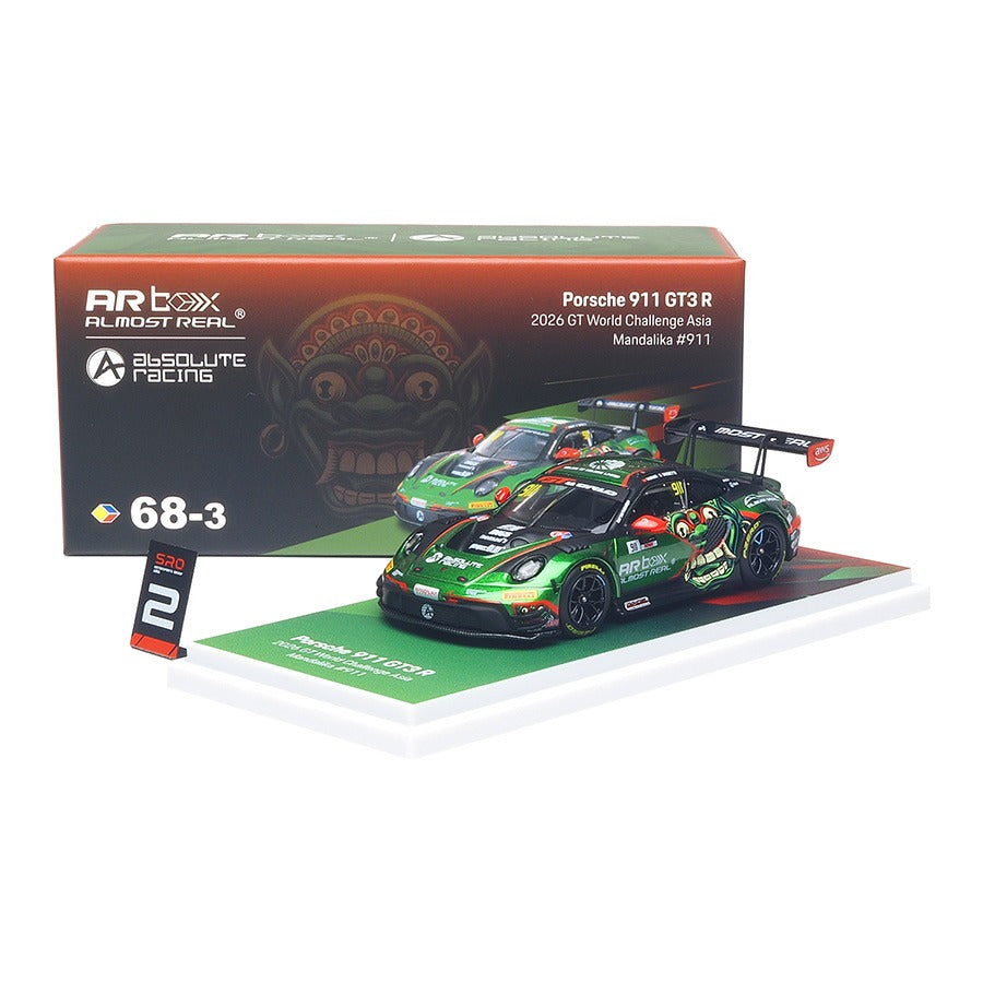 Porsche diecast 911 GT3 R 2026 GT World Challenge Asia Mandalika #911, 1:64 Scale — image 1