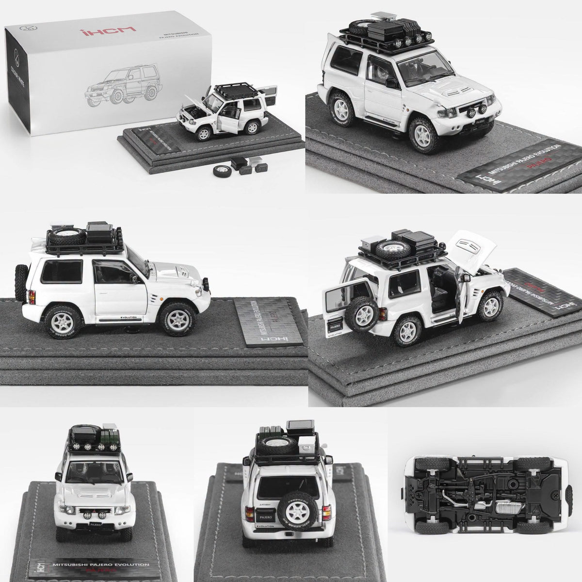 *Pre-Orders* Mitsubishi Licensed Products - Pajero Evolution V55 (Open-Engin & Rear Hoods+Doors, Visible Engine), 1:64 Scale (White) — image 3
